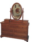 Oak H.C. 7 drawer dresser /oval mirror / jewel box